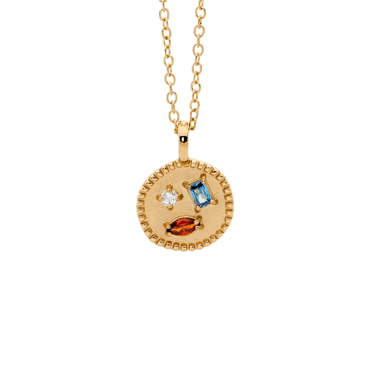 Stainless Steel Disk Necklace | Gold IP Plated