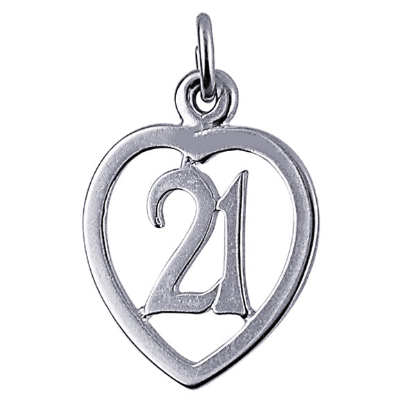 Sterling Silver "21" Cutout Heart Charm
