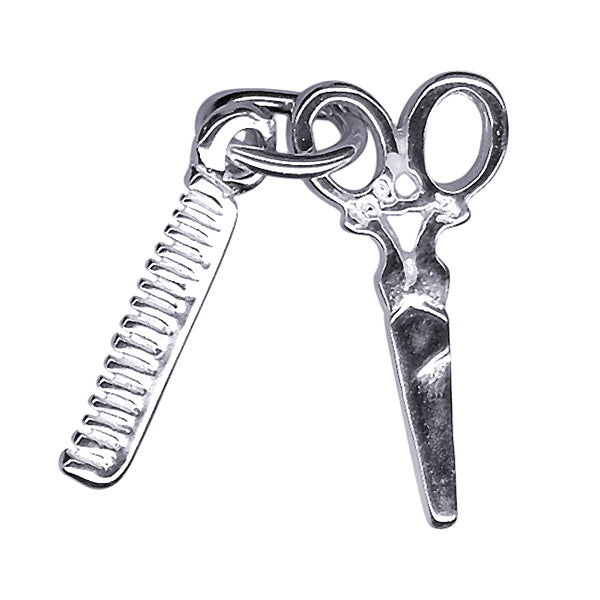Sterling Silver Comb & Scissors Charm