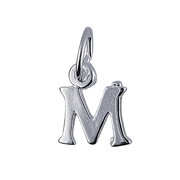 Stg Silver Plain Block Initial M