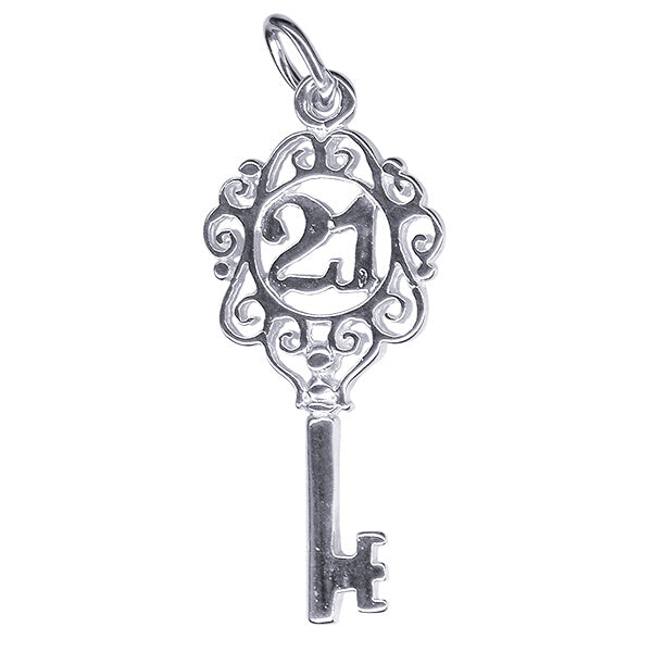 Sterling Silver 21st Key Charm
