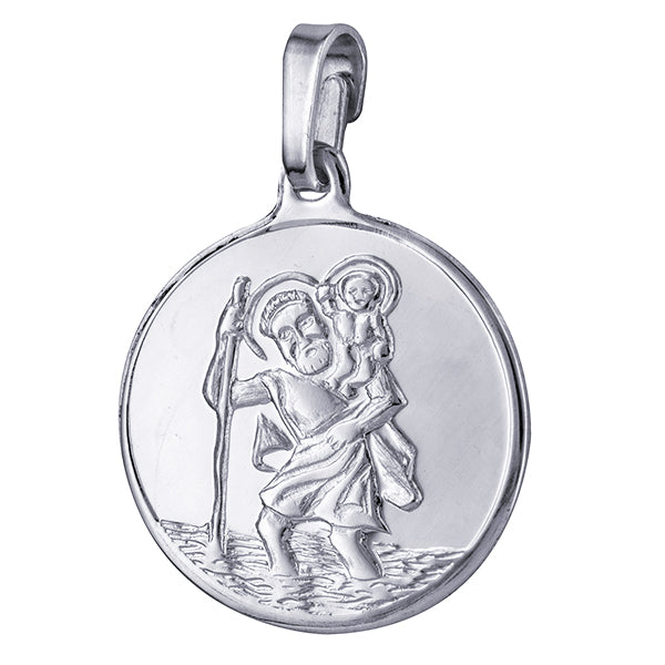 Fine Silver Round St Christopher Pendant