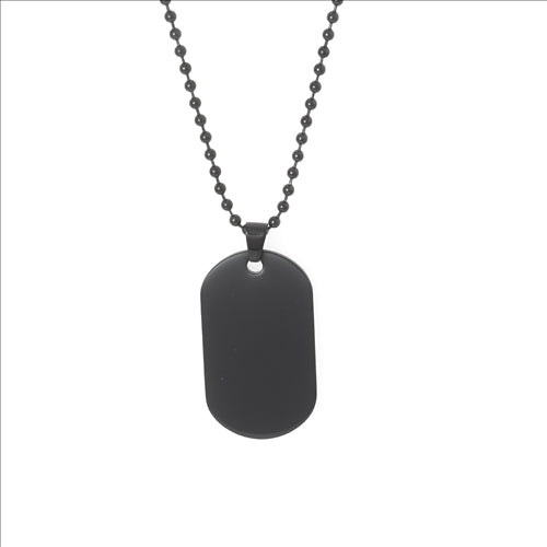 Stainless Steel Black Single Dog Tag