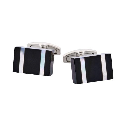 Onyx with Mother Of Pearl Striped Cufflinks