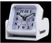 Mini Travel Alarm Clock- White, Beep Alarm/Light/Snooze