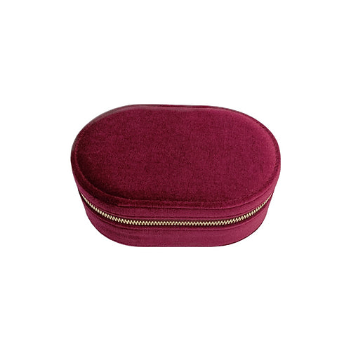 Velvet Oval Jewel Box | Burgundy